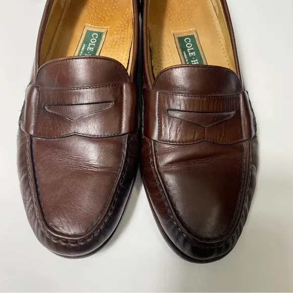 Cole Haan USA Pinch Penny Prep Brown Leather Classic Penny Loafers Mens Size 8.5