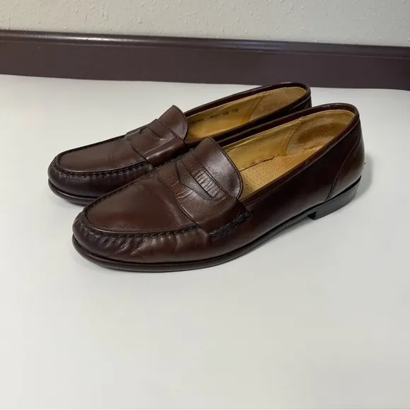 Cole Haan USA Pinch Penny Prep Brown Leather Classic Penny Loafers Mens Size 8.5