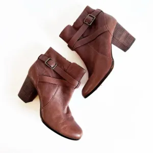 Cole Haan Women's 8.5 Brown Leather Block Heel Ankle Boots