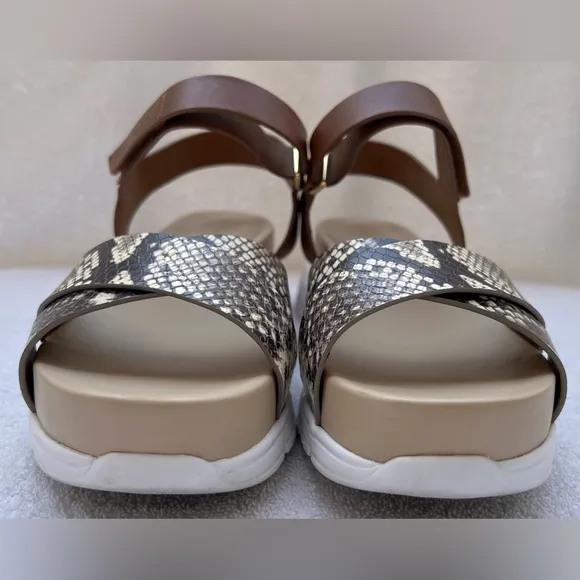 Cole Haan Women’s Zerogrand Criss Cross Snake Print Leather Sandals. 7 1/2 B
