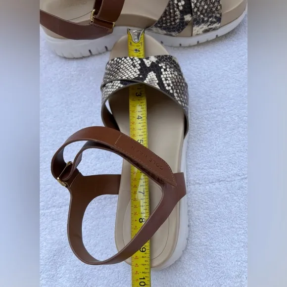 Cole Haan Women’s Zerogrand Criss Cross Snake Print Leather Sandals. 7 1/2 B