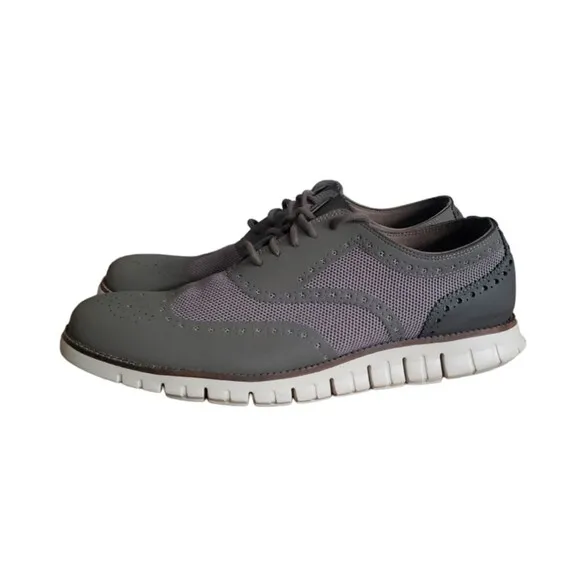 Cole Haan Zerogrand Mens Grey Leather Wingtip Lace Up Sneakers Size 10.5 M