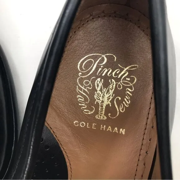 Cole Haan Black Leather Pinch Tassel Slip On Loafers NEW without box