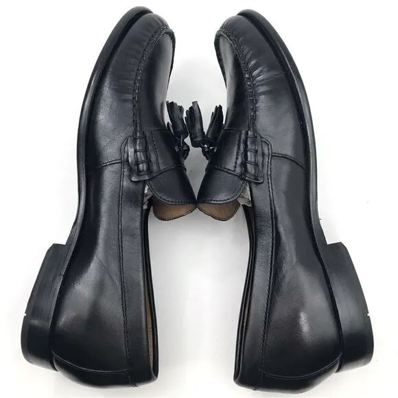 Cole Haan Black Leather Pinch Tassel Slip On Loafers NEW without box