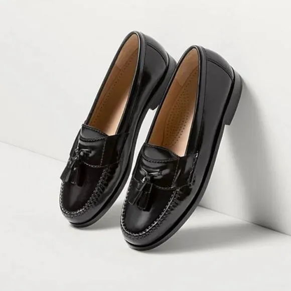 Cole Haan Black Leather Pinch Tassel Slip On Loafers NEW without box