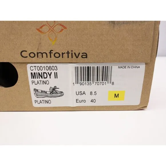 Comfortiva Mindy II Suede Leather Loafers 8.5 Women's Platino Gold Distressed