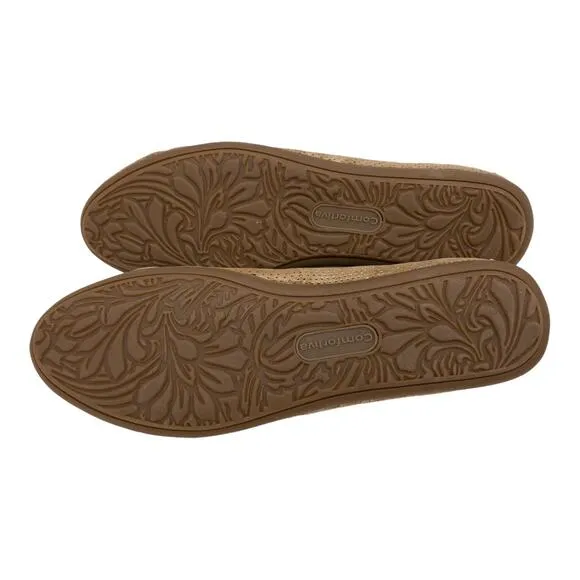 Comfortiva Mindy II Suede Leather Loafers 8.5 Women's Platino Gold Distressed