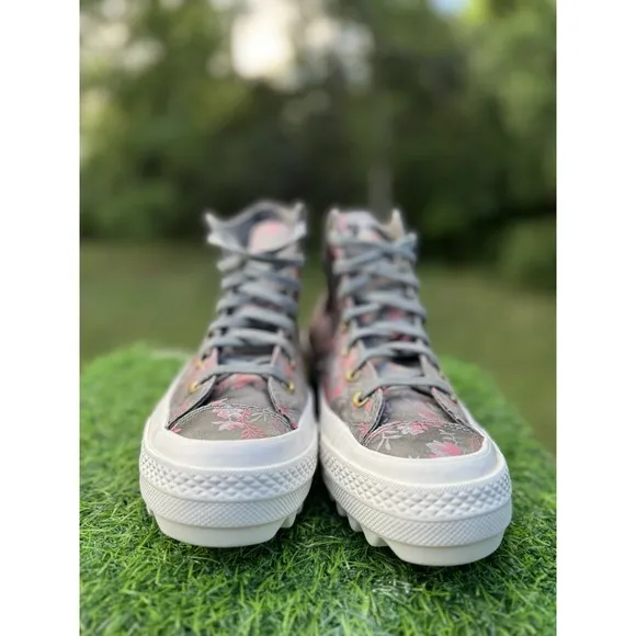 Converse Chuck Taylor All-Star Parkway Floral High Top Lugged Soles Satin Sz 8
