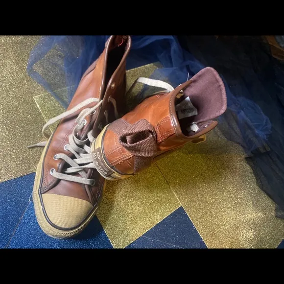 CONVERSE LTHR VTG WARM COGNAC Sneakers FLAWED RARE