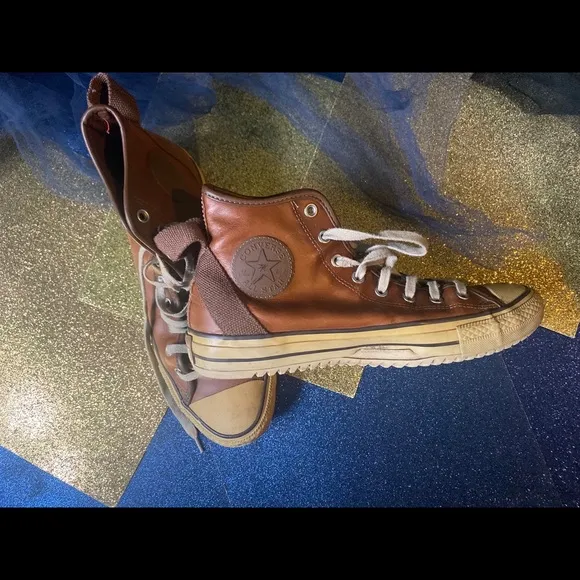 CONVERSE LTHR VTG WARM COGNAC Sneakers FLAWED RARE