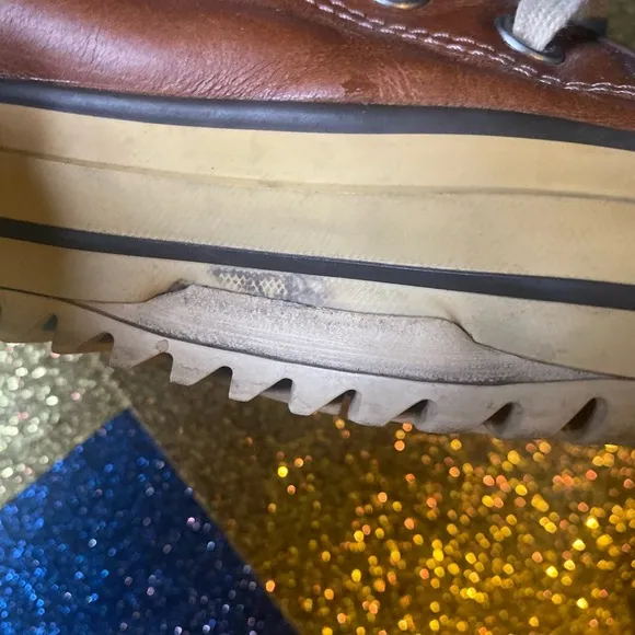 CONVERSE LTHR VTG WARM COGNAC Sneakers FLAWED RARE