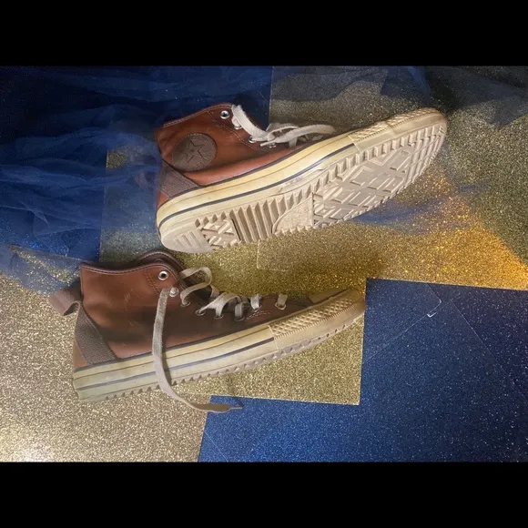 CONVERSE LTHR VTG WARM COGNAC Sneakers FLAWED RARE