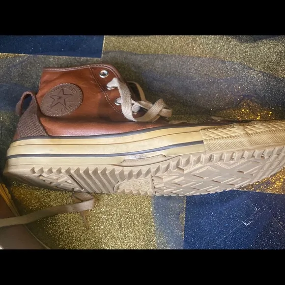 CONVERSE LTHR VTG WARM COGNAC Sneakers FLAWED RARE