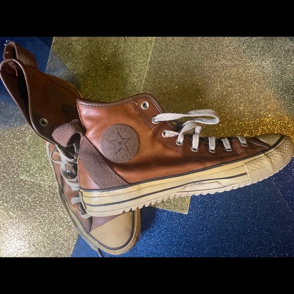 CONVERSE LTHR VTG WARM COGNAC Sneakers FLAWED RARE