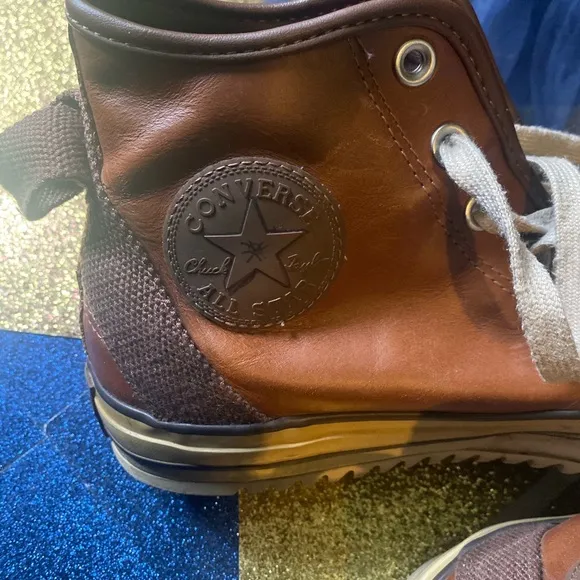 CONVERSE LTHR VTG WARM COGNAC Sneakers FLAWED RARE