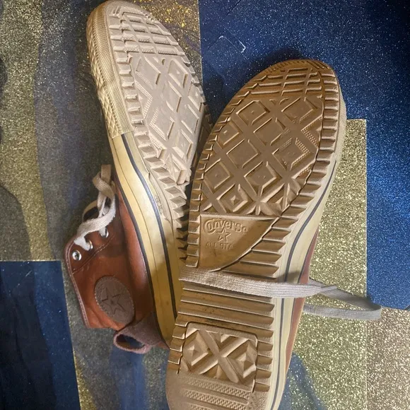 CONVERSE LTHR VTG WARM COGNAC Sneakers FLAWED RARE