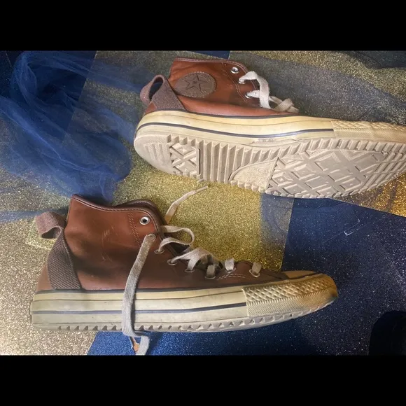 CONVERSE LTHR VTG WARM COGNAC Sneakers FLAWED RARE