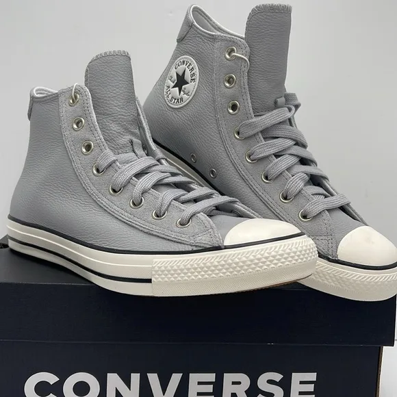 Converse Men's A14250C CTAS WIDE HI Leather GREY AREA/EGRET/BARELY GREY Sneaker