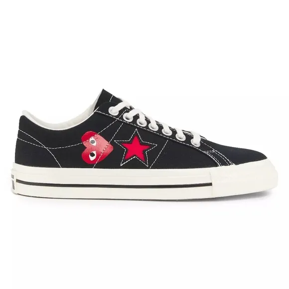 Converse x COMME DE GARCONS Play Sneakers Tennis Shoes Black Red Stars Heart