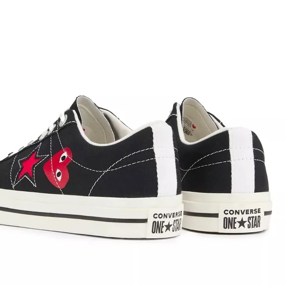 Converse x COMME DE GARCONS Play Sneakers Tennis Shoes Black Red Stars Heart