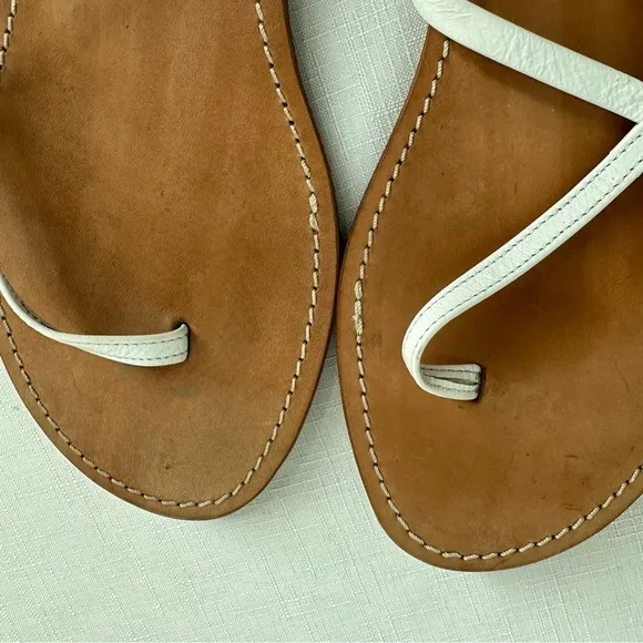 Cornetti size 41 Elia White Leather Tie Ankle Wrap Calf Thong Sandals