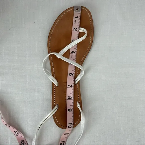 Cornetti size 41 Elia White Leather Tie Ankle Wrap Calf Thong Sandals