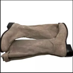 CORRAL 9‎ Suede Nubuck Leather Tall Riding Boots Taupe Grey Back Zip Western