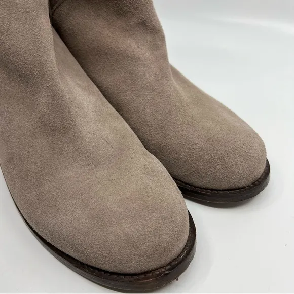 CORRAL 9‎ Suede Nubuck Leather Tall Riding Boots Taupe Grey Back Zip Western