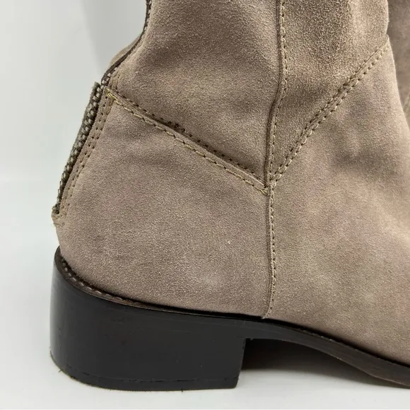 CORRAL 9‎ Suede Nubuck Leather Tall Riding Boots Taupe Grey Back Zip Western