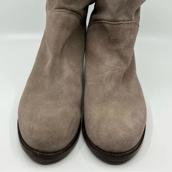 CORRAL 9‎ Suede Nubuck Leather Tall Riding Boots Taupe Grey Back Zip Western