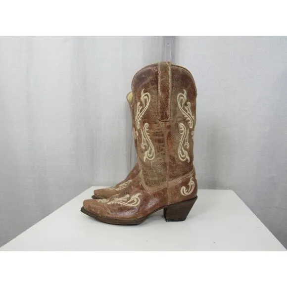 Corral “Cortez Cleff Embroidery” Distressed Western Cowgirl Boot R1974 - Size 10