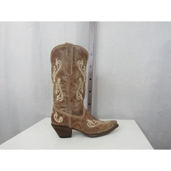 Corral “Cortez Cleff Embroidery” Distressed Western Cowgirl Boot R1974 - Size 10