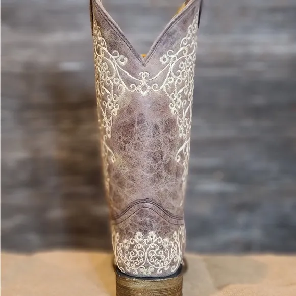 Corral Crater Brown with Bone Embroidery Cowboy Western Boots 7.5 Wide A2663