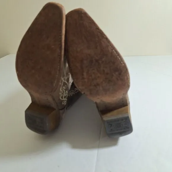 Corral Teens Western Cowboy Boots Size 2.5 T Brown Leather Embroidered