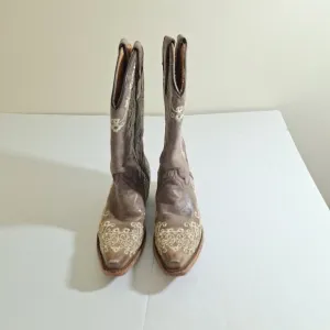 Corral Teens Western Cowboy Boots Size 2.5 T Brown Leather Embroidered
