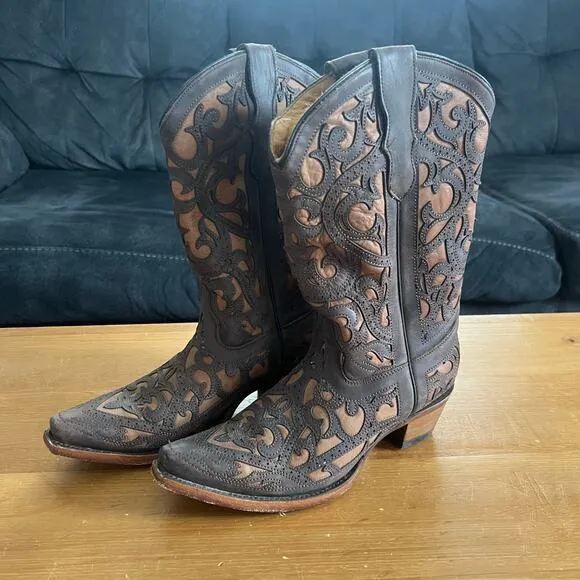 Corral Women’s Western Leather Inlay Boots – Size 5