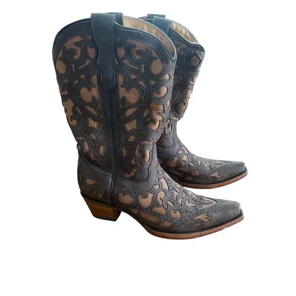 Corral Women’s Western Leather Inlay Boots – Size 5