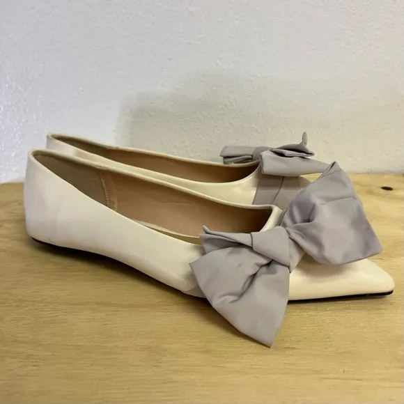 C.Paravano Bow Knot Flats for Women I LeatherPointed Toe Flats Size 8.5