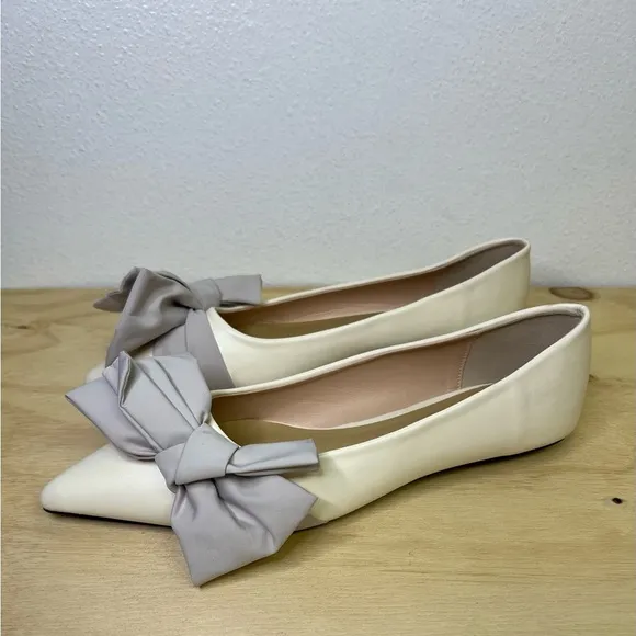 C.Paravano Bow Knot Flats for Women I LeatherPointed Toe Flats Size 8.5