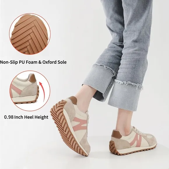 Cream and Pink Chunky Sneakers with Retro Design - NewBalance look a like