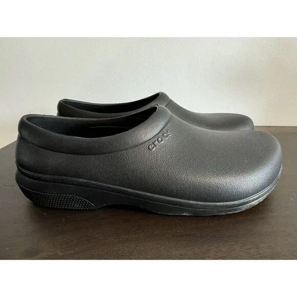 Crocs Sneakers On The Clock Work Slip Resistant Black Clogs Shoes 13 Men’s