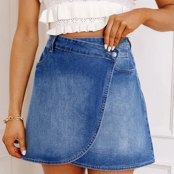 Cross the Line Denim Skirt