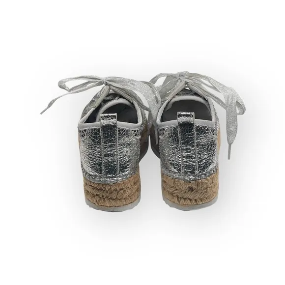Cruz’n Shoes 𖦹 Handmade Double Sole Espadrilles 𖦹 Silver Metallic Crackle 𖦹 37