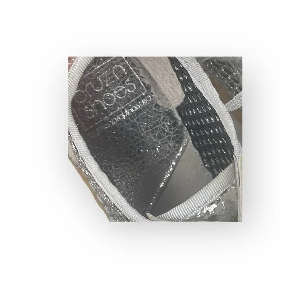 Cruz’n Shoes 𖦹 Handmade Double Sole Espadrilles 𖦹 Silver Metallic Crackle 𖦹 37