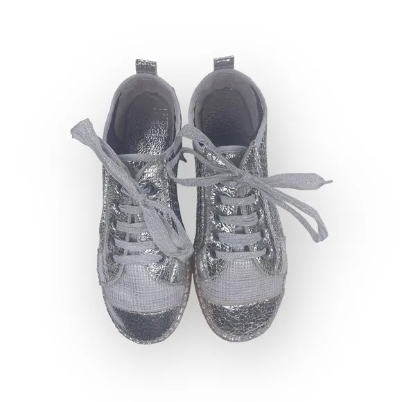 Cruz’n Shoes 𖦹 Handmade Double Sole Espadrilles 𖦹 Silver Metallic Crackle 𖦹 37