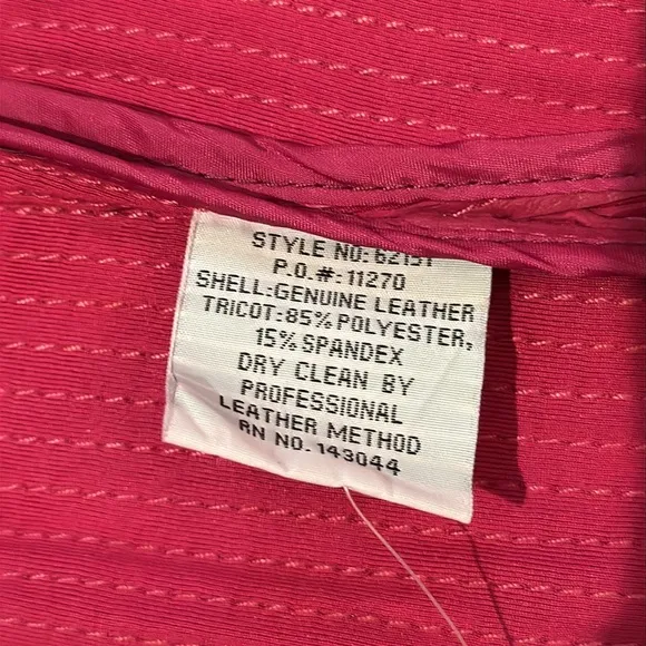 CUSP Genuine Leather Raspberry Lined Goldtone Zipper Mini Skirt Neiman Marcus M