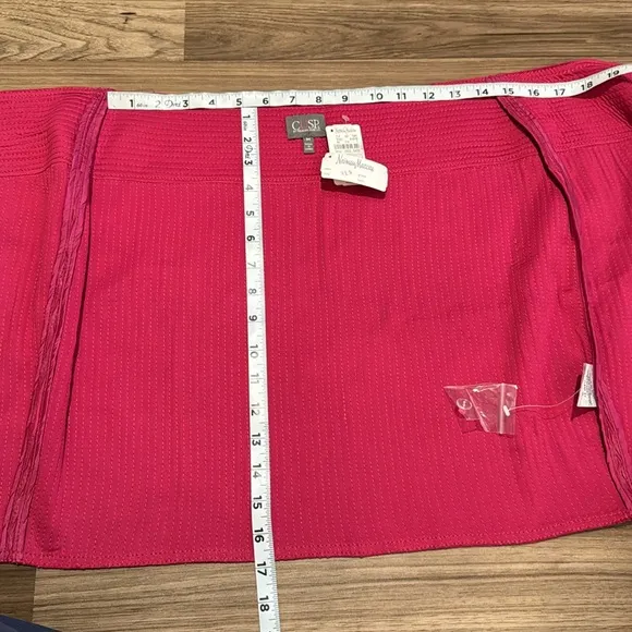CUSP Genuine Leather Raspberry Lined Goldtone Zipper Mini Skirt Neiman Marcus M