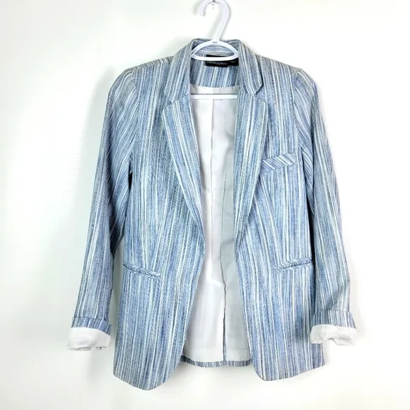 Cynthia Rowley Linen Cotton Striped Blazer Sz XS NWOT