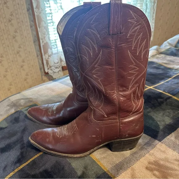 dan post • vintage cowboy boots caramel brown leather western