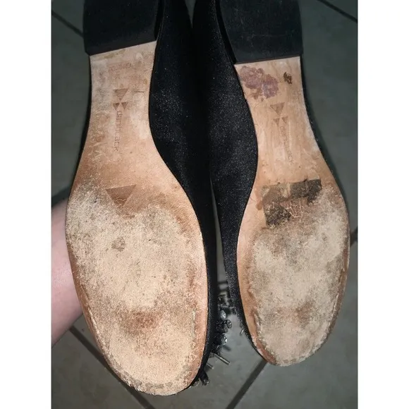 dani black Satin Beaded Mallee Flats  7.5 Balletcore Y2k satin spring designer